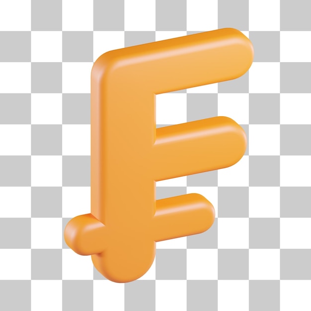 Franc Currency Symbol 3D Icon