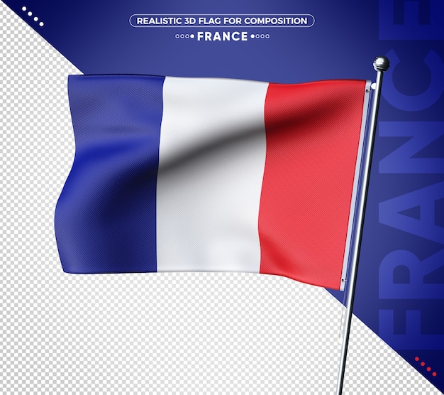 France realistic 3d textured flag rendering