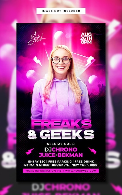 Freaks and geeks party instagram story template