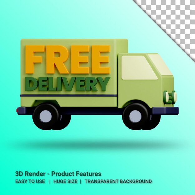 PSD free delivery product features 3d sticker with transparent background