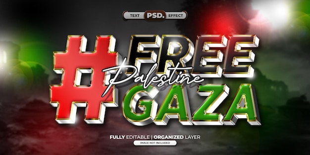 Free Gaza Palestine 3D Text effect