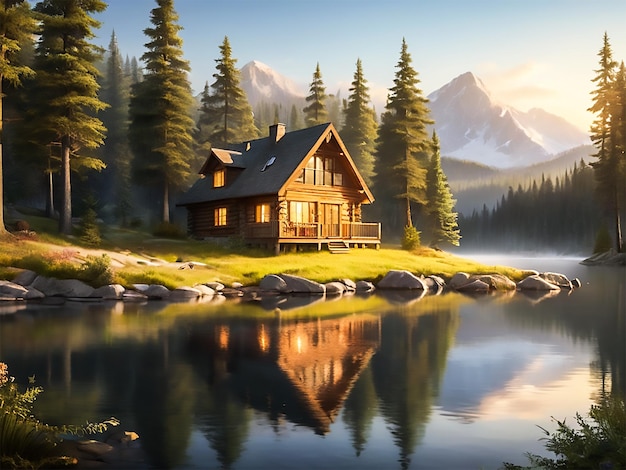 PSD free photo tranquil scene reflects beauty of mountain range generative ai