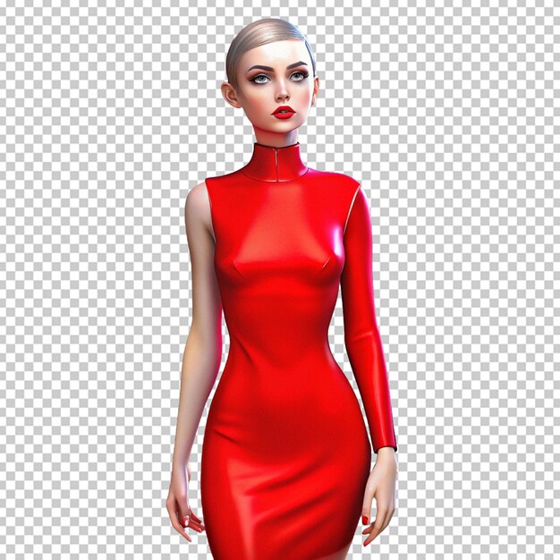 free photo young model in red bodycon dress