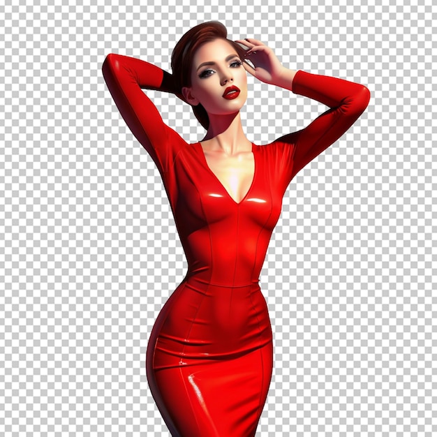 free photo young model in red bodycon dress