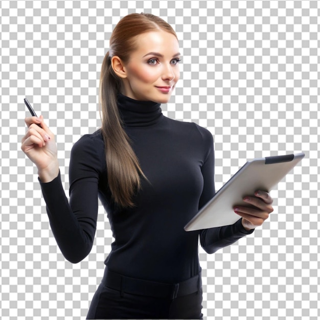 Free photo young pretty business woman with notebook