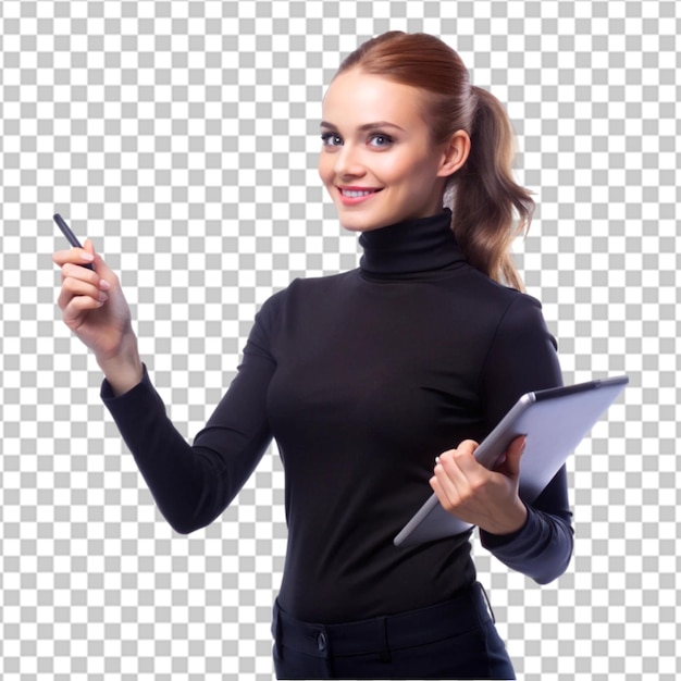 Free photo young pretty business woman with notebook