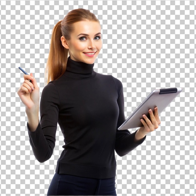 Free photo young pretty business woman with notebook