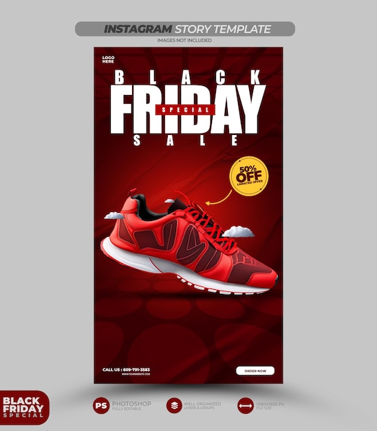 Free PSD black friday super sale instagram and facebook story banner template