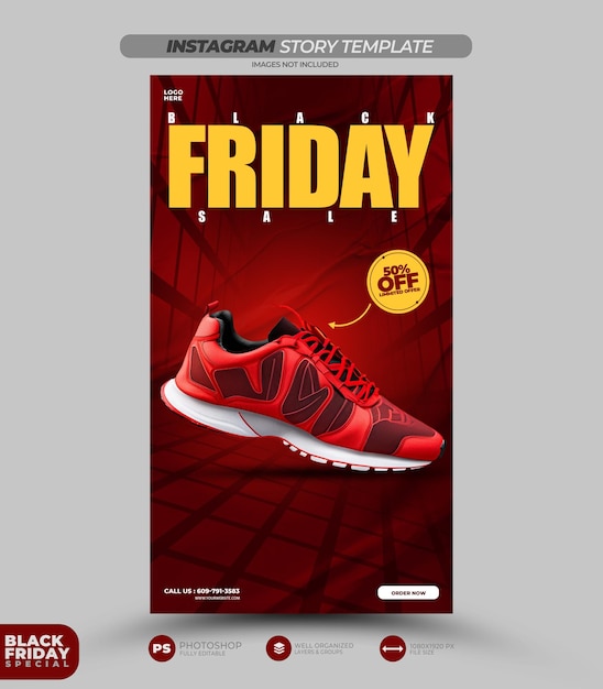 Free PSD black friday super sale instagram and facebook story banner template