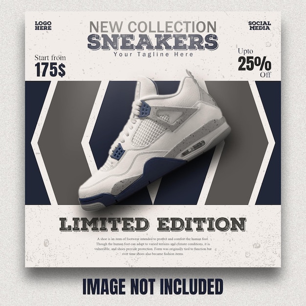 Free PSD exclusive sneakers collection social media post template design