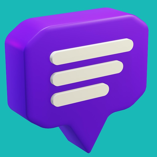 PSD free psd file 3d rendering bubble chat with purple box shape and 3 blank space