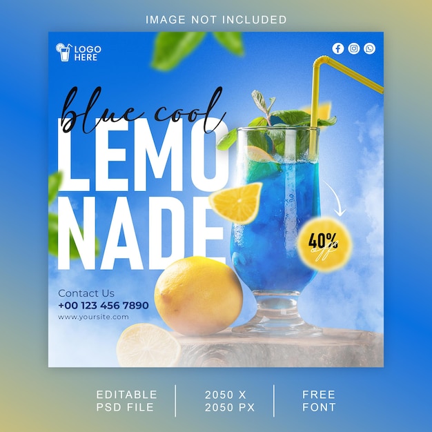 Free PSD flat design drink instagram posts template