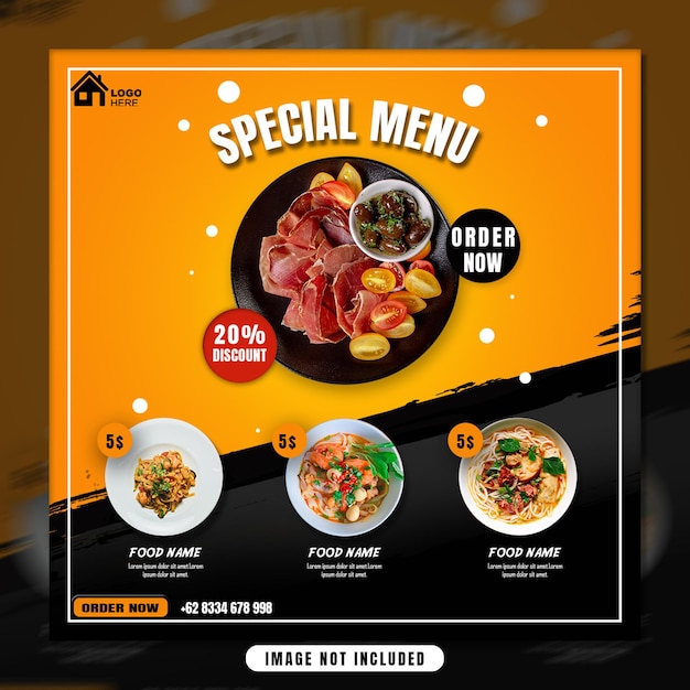 Free PSD food menu and restaurant facebook cover template