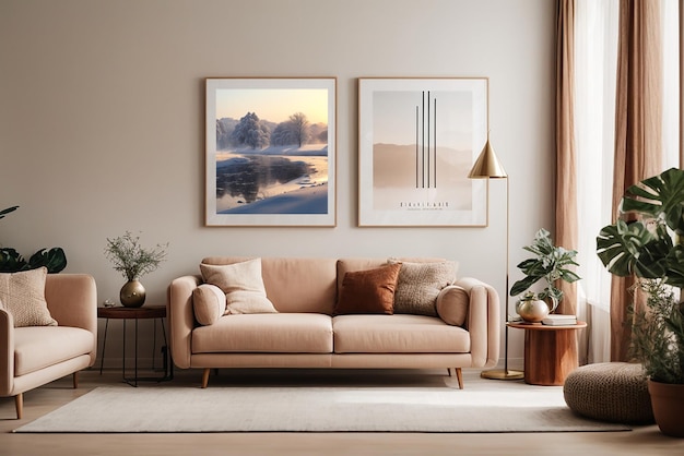 Free PSD frames in a living room