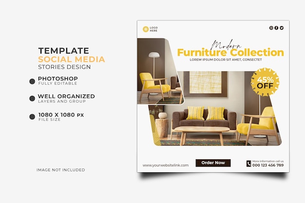 Free PSD furniture sale instagram post and social media template