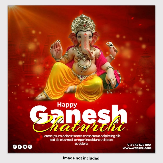 free psd ganesh chaturthi social media post template design