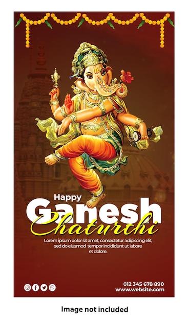 free psd ganesh chaturthi social media vertical post template design