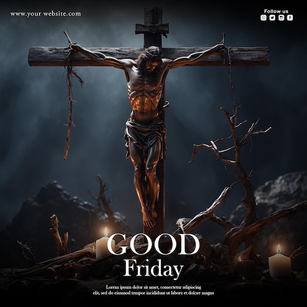 Free PSD good friday social media post design