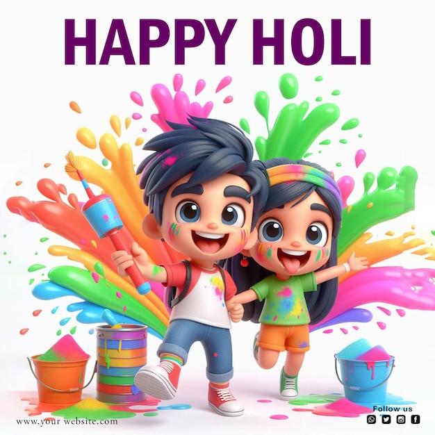 Free PSD Happy Holi social media post design