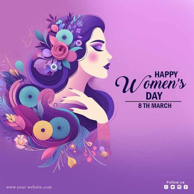 Free PSD Happy Womens Day social media poster design