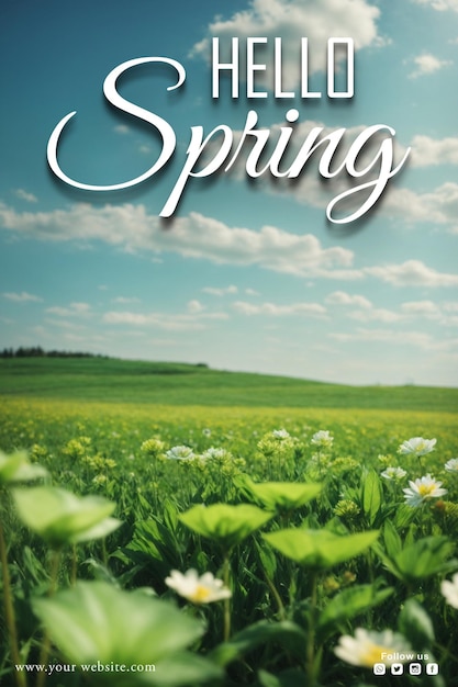 Free PSD hello spring social media banner template design