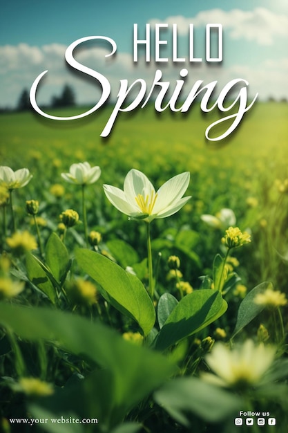 Free PSD hello spring social media banner template design