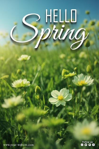 Free PSD hello spring social media banner template design