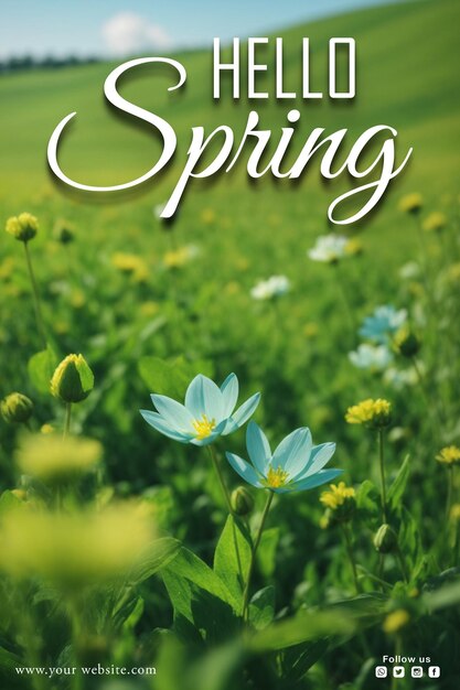 Free PSD hello spring social media banner template design