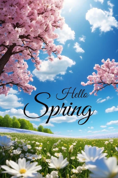 Free PSD hello spring social media banner template design