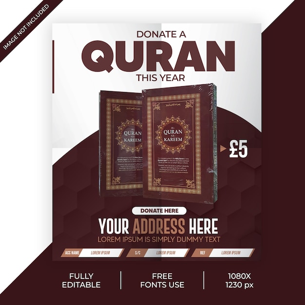 PSD free psd holy book of quran donation post