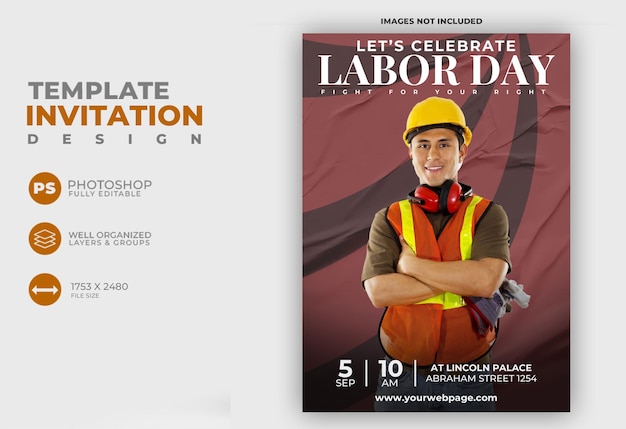 Free PSD labor day invitation template