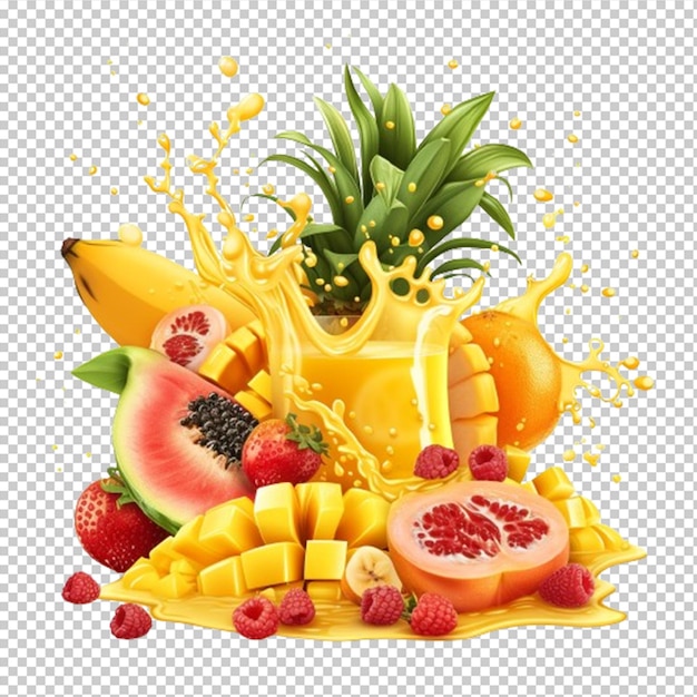 Free PSD mix fruits png isolated on transparent background