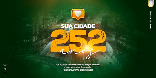 Free PSD post template social media design for city anniversary aniversario da cidade