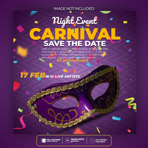 Free PSD realistic carnival template design