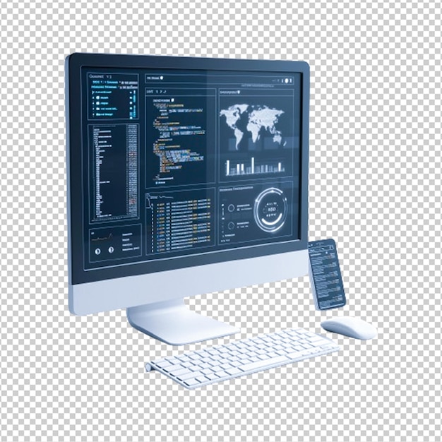 Free PSD realistic computer design isolated on transparent background