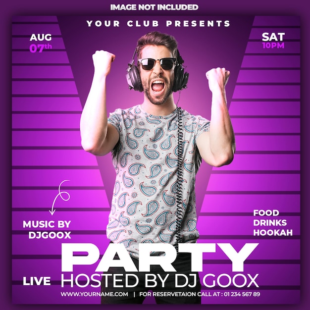 Free PSD saturday party social media template