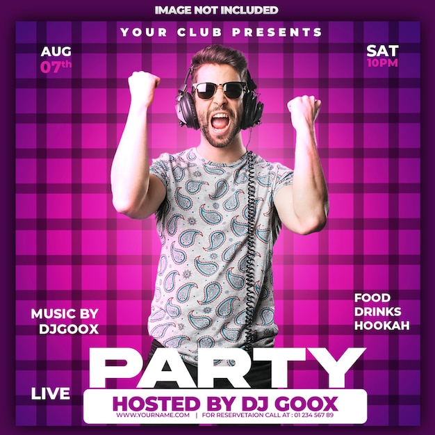 Free PSD saturday party social media template