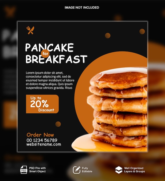 Free PSD Social Media post for pancakes and instagram banner