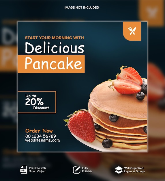 Free PSD Social Media post for pancakes and instagram banner