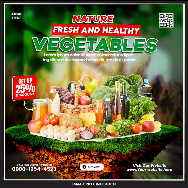 PSD free psd vegetable food banner template for social media