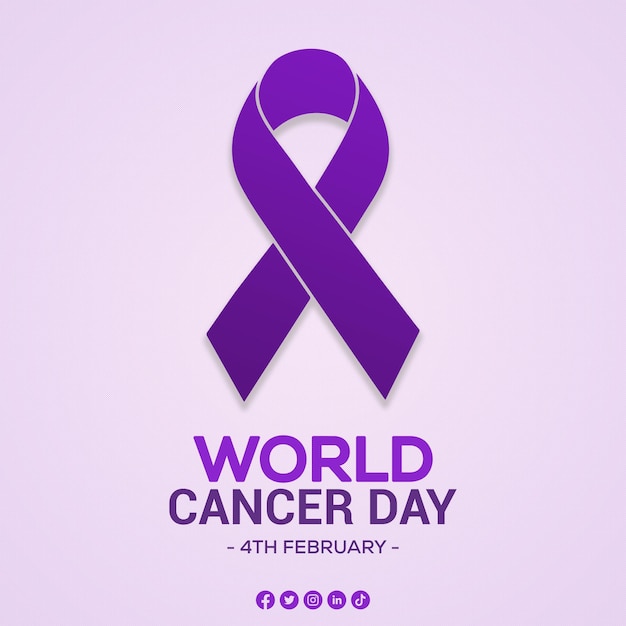 Free PSD world cancer day banner with ribbon for campaign and poster