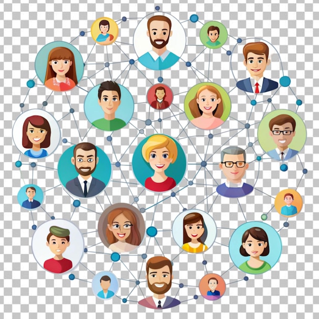 PSD free vector characters of people and their social network illustration