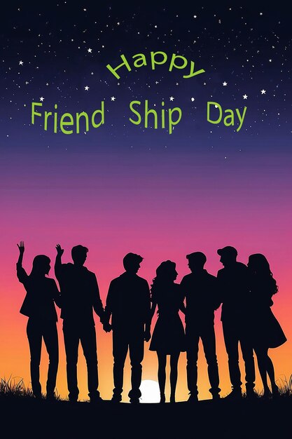 PSD free vector friendship day background with people silhouette jr2