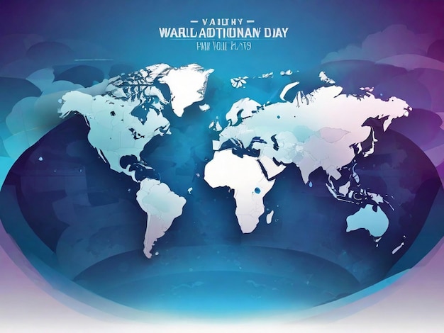 PSD free vector gradient world population day background with world map