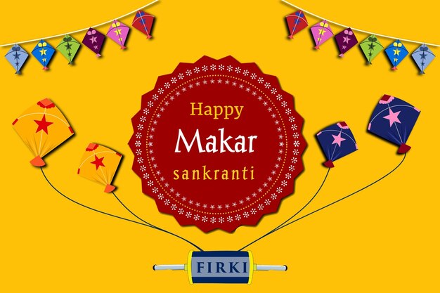 PSD free vector happy makar sankranti kite arch with sun