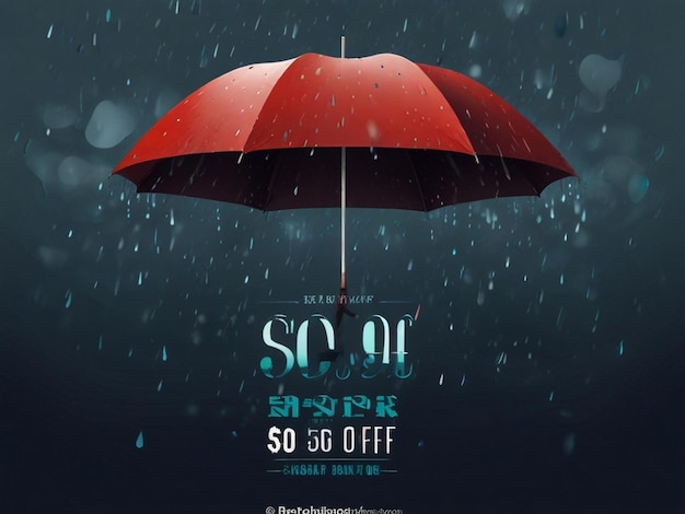 Free vector monsoon season sale background with umbrella