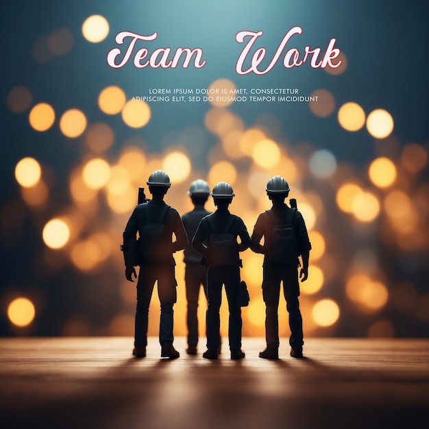 PSD free vector team work concept with flat design