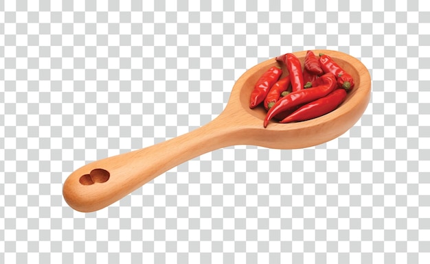 Free Wooden scoop full of red hot chili pepper png and psd