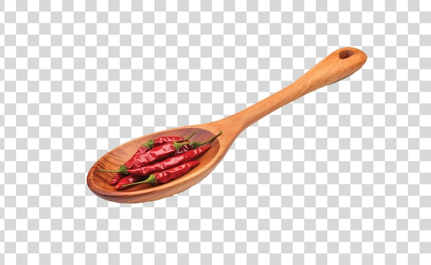 Free Wooden scoop full of red hot chili pepper png and psd