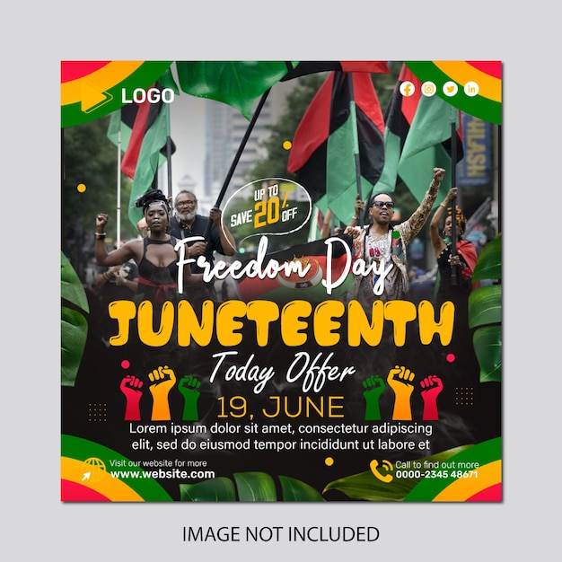 Freedom day june 15th juneteenth instagram and facebook post template